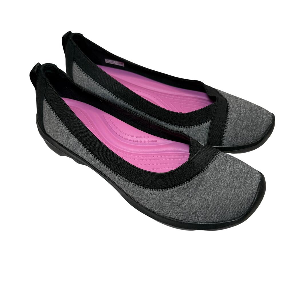 Crocs Ballet Flats Women's 9 Grey Pink Slip On Comfort Shoes Casual Athleisure